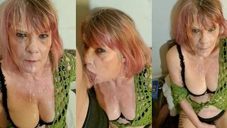 HOT AMATEUR MILF GETS HER FACE COVERED IN CUM