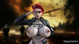 NUDE FEMALE MILITARY SOLDIER - SASSYCOMICS