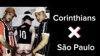 TORCEDORES NUMA PEGACAO BEM QUENTE APOS JOGO DE FUTEBOL