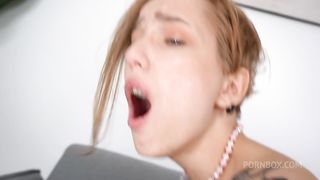 First DP! Tiny teen Tea Mint fucked by two big cocks EKS124