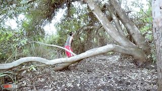 French beauty Mademoiselle Justine gets caught by Max in the woods