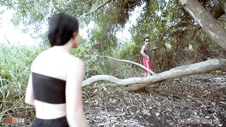 French beauty Mademoiselle Justine gets caught by Max in the woods