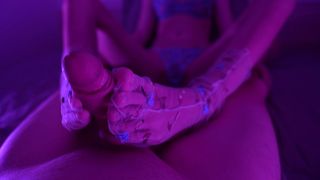 STEP SISTER FOOTJOB IN SHEER FLORAL SOCKS