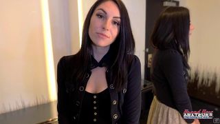 HORNY BRUNETTE COED ASHLEY WOLF MASTURBATES AND DILDO FUCKS HER PUSSY!