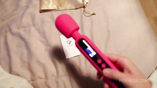 Shaking Orgasm while testing the Funzze LED Display Wand with his Dick in my Ass