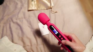 Shaking Orgasm while testing the Funzze LED Display Wand with his Dick in my Ass