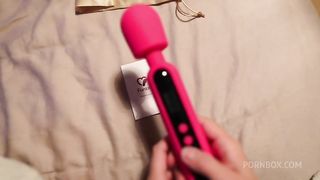 Shaking Orgasm while testing the Funzze LED Display Wand with his Dick in my Ass