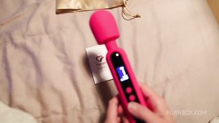 Shaking Orgasm while testing the Funzze LED Display Wand with his Dick in my Ass