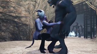 Werewolf threesome with two Draenei Girls in a Cave | Warcraft Porn Parody