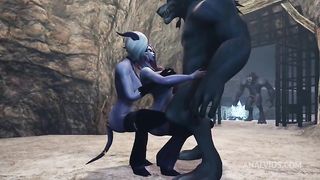 Werewolf threesome with two Draenei Girls in a Cave | Warcraft Porn Parody