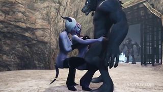 Werewolf threesome with two Draenei Girls in a Cave | Warcraft Porn Parody