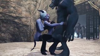 Werewolf threesome with two Draenei Girls in a Cave | Warcraft Porn Parody