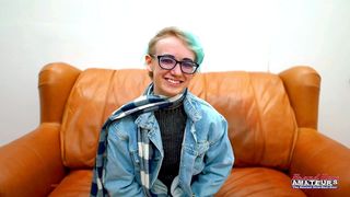 BLUE HAIRED PETITE RAVEN RUBS HER WET TWAT AND DEEPTHROATS A BONER!