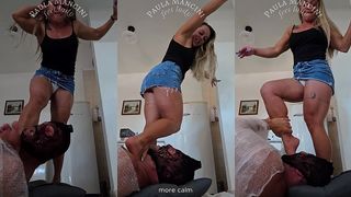 TRAMPLING IN A DENIM MINISKIRT
