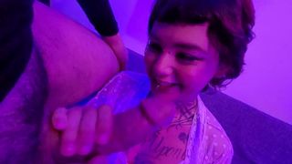 CUTE ALT TEEN FUCKS LUCKY GUY AND ENDS WITH HER MOUTH FILLED WITH CREAMY CUM!