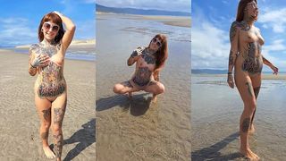 PUBLIC PEE ON NUDIST BEACH