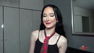 SHY YOUNG GIRL DARES A CREAMPIE GANGBANG WITH OLDER GUYS