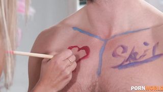 Playful Bodypainter Shalina Devine Talks Boyfriend Into Messy Anal Pounding GP2609