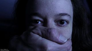 HAND OVER MOUTH STARING FETISH WITH HOUNDSTOOTHHANK