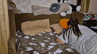 CHUBBY UKRAINIAN WOMAN FEEDS HER HUSBAND HIS OWN CUM