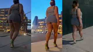 BORICUA LEG TEASE QUEEN - MINI SKIRT - HIGH HEELS STILLETTOS- WALKING SLOW MOTION- CROSSED LEGS THICK THIGHS PUERTO RICAN MAMI