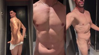 WALKING AROUND NAKED ON PUBLIC BATHROOM