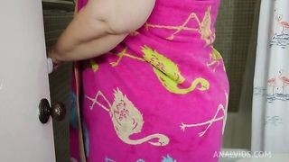 Big Ass Horny SSBBW Blonde Milf Taking Shower & Twerking Big Booty (Showing Big Juicy Wet Pussy) POV