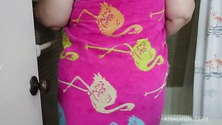 Big Ass Horny SSBBW Blonde Milf Taking Shower & Twerking Big Booty (Showing Big Juicy Wet Pussy) POV