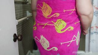 Big Ass Horny SSBBW Blonde Milf Taking Shower & Twerking Big Booty (Showing Big Juicy Wet Pussy) POV