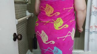 Big Ass Horny SSBBW Blonde Milf Taking Shower & Twerking Big Booty (Showing Big Juicy Wet Pussy) POV