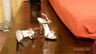 Slutty blonde girl fucks a black guy and a white guy