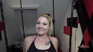 BLONDE WRECKED AND CREAMPIED IN 1ST GANGBANG
