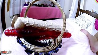 Young French babe Jessica Shanice plays with her dildos and gets her ass fucked