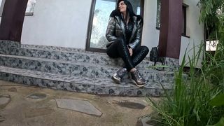 A LOT OF CUM ON MY SHINY DOWN-JACKET FROM THE GARDENER 270