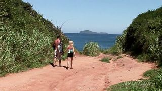 Chloe Delaure Loves Getting DP'd On The Ocean Rocks