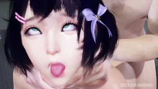 Sexy Asian Girl Fucked Silly until she gets an Ahegao face | 3D Porn
