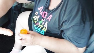 Big Ass Milf With Big Tits Caught Masturbating Publicly In Car With Fucking Machine Hot Horny Sexy SSBBW Sex Toy Outdoor