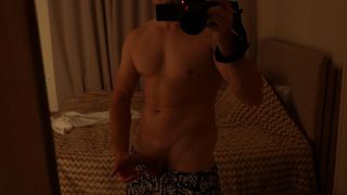 FIT GUY COULDN T RESIST JERKING OFF IN FRONT OF THE MIRROR AFTER VISITING THE POOL (VIDEO WITHOUT BLURRING)