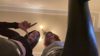 POV Butt Drops and Spitting Humiliation With Mistresses Kira and Sofi