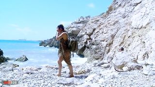 Anal rascality at the beach with the delicious French Julia Gomez