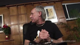 Busty Blonde Paige Ashley Gets Fucked From Behind By Two Older Guys
