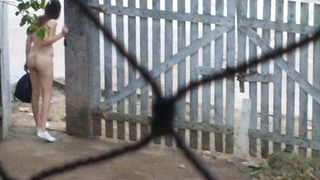 MY WIFE WORKING NAKED OUTSIDE