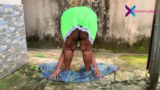 GATEMAN WATCHES HORNY CHEATING WIFE AS SHE DRY HER HUBBY CLOTHES, SHE LATER GOT FUCKED.PT1