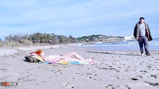 Redhead Anal fucking and squirting at the beach