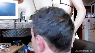 Stunning young French blonde Shana Spirit gets her ass fucked by Jorge in the office