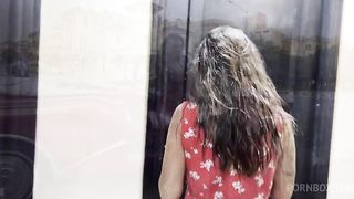 Driver Brought Monika Fox To Orgasm & She Fucked All Her Holes With A Big Dildo, Did A Fisting & Prolapse