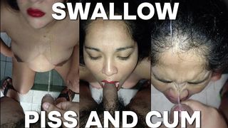 MI HERMOSA VECINA SE QUEDA SIN AGUA Y VIENE A BANARSE A MI CASA LO QUE NO SABE ES QUE NO TENGO PUERTA EN EL BANO ME DIERON GANAS DE MEAR ASI QUE LA ORINE EN SU CARA Y BOCA Y LE DI DE TRAGAR MI SEMEN