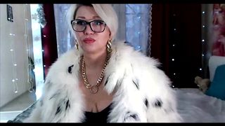 SEXY PRANKS OF A RUSSIAN MATURE SMOKING BITCH IN A COOL FUR COAT!