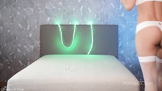 Erotic Adventures of a Sexy White Babe with Two Tails. Passionate Amateur Fuck