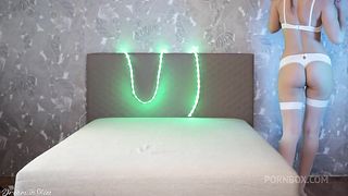 Erotic Adventures of a Sexy White Babe with Two Tails. Passionate Amateur Fuck